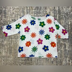 Yolly Italy Cotton Oversized Floral Cotton Shirt Large Boutique Retro Style